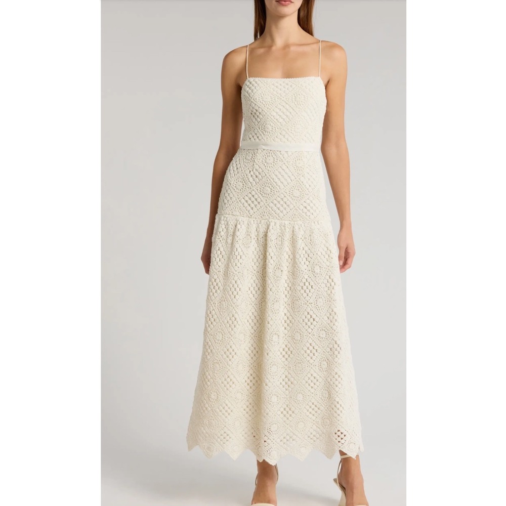 SAYLOR Cream Crochet Lace Maxi Dress